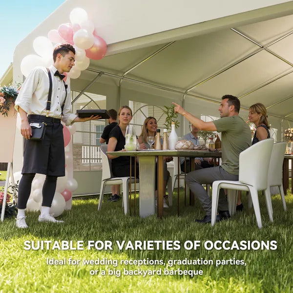 Outsunny 23 ft x 39 ft Large Outdoor Carport Canopy Party Tent with Removable Protective Sidewalls and Windows, White - product image 4
