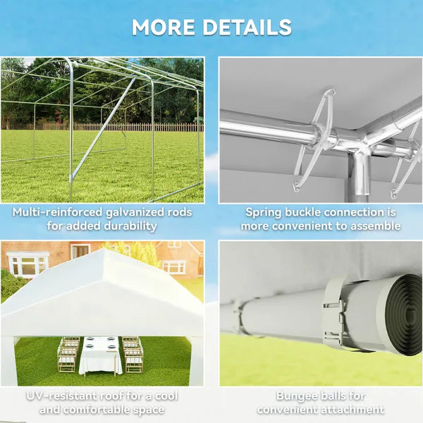 Outsunny 23 ft x 39 ft Large Outdoor Carport Canopy Party Tent with Removable Protective Sidewalls and Windows, White - product image 7