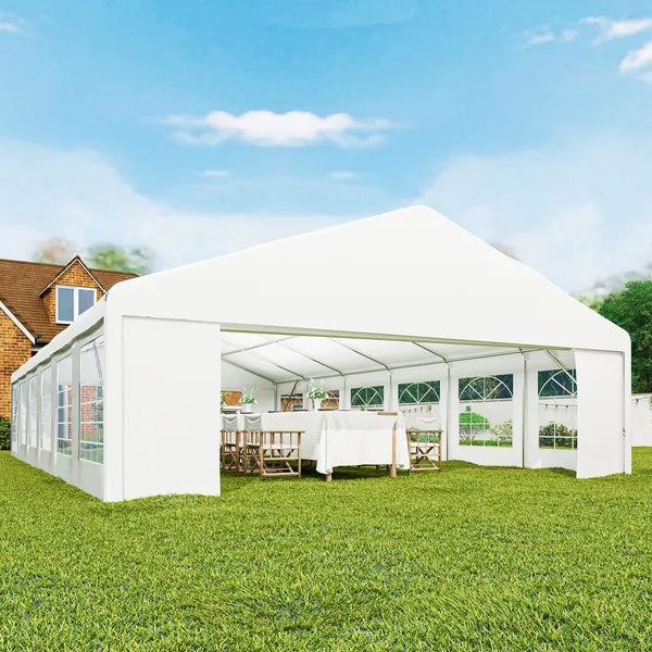 Outsunny 23 ft x 39 ft Large Outdoor Carport Canopy Party Tent with Removable Protective Sidewalls and Windows, White - product image 8