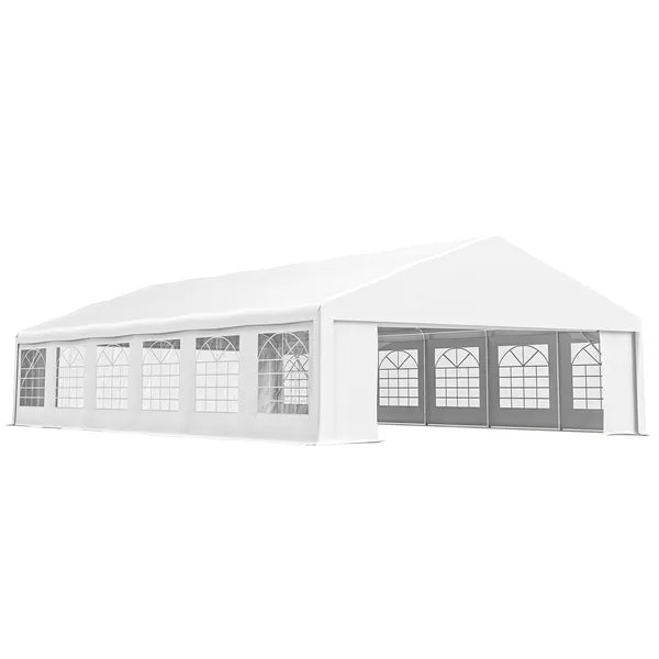 Outsunny 23 ft x 39 ft Large Outdoor Carport Canopy Party Tent with Removable Protective Sidewalls and Windows, White - product image 1