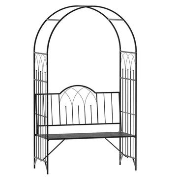 Outsunny 23.25" W x 80" H Metal Garden Arbor Archway for 2 People with Relaxing Bench and Delicate Scrollwork for Weddings and Various Climbing Plant - product image 1