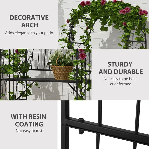 Outsunny 23.25" W x 80" H Metal Garden Arbor Archway for 2 People with Relaxing Bench and Delicate Scrollwork for Weddings and Various Climbing Plant - product image 5