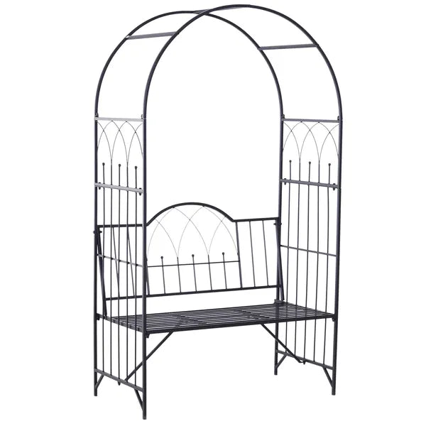 Outsunny 23.25" W x 80" H Metal Garden Arbor Archway for 2 People with Relaxing Bench and Delicate Scrollwork for Weddings and Various Climbing Plant - product image 8