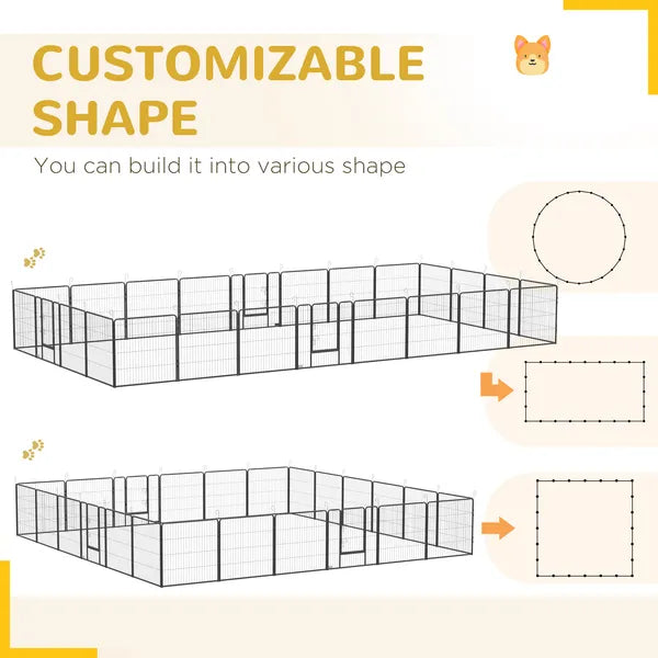PawHut 24 Panel Dog Playpen for Small and Medium Dogs with Lockable Door, or Indoor/Outdoor Use, DIY Shape Pet Playpen, 189" x 189" x 32" - product image 5