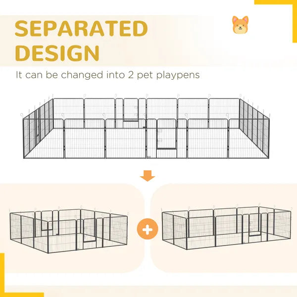 PawHut 24 Panel Dog Playpen for Small and Medium Dogs with Lockable Door, or Indoor/Outdoor Use, DIY Shape Pet Playpen, 189" x 189" x 32" - product image 6