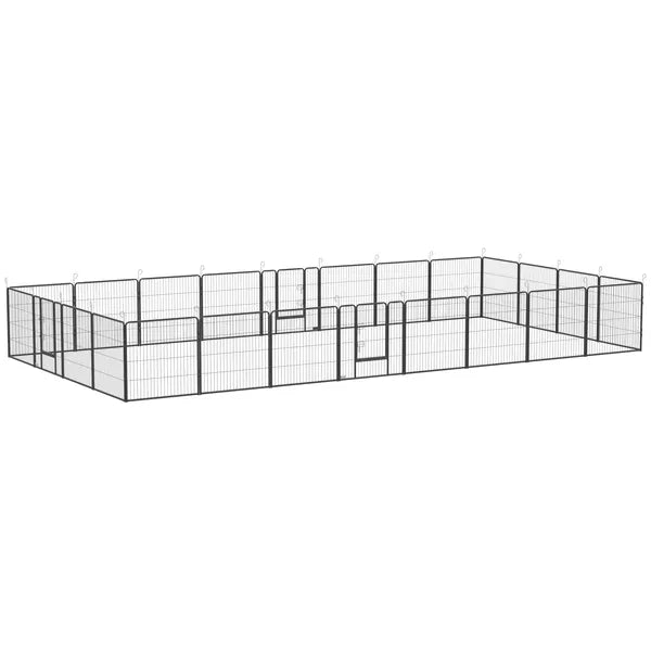 PawHut 24 Panel Dog Playpen for Small and Medium Dogs with Lockable Door, or Indoor/Outdoor Use, DIY Shape Pet Playpen, 189" x 189" x 32" - product image 1