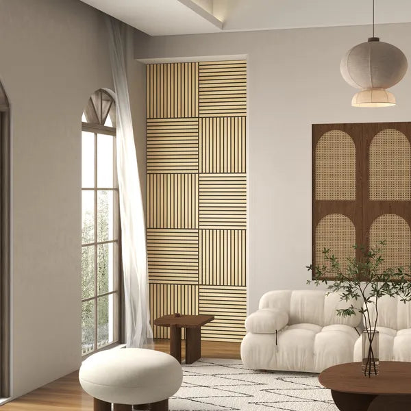 24" x 24" Wood Panels for Wall, 4 Pack Acoustic Panels, Sound Absorbing Slat Wall for Wall Decor, Home, Oak - product image 8