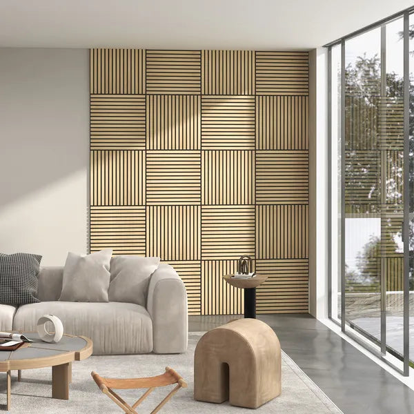 24" x 24" Wood Panels for Wall, 4 Pack Acoustic Panels, Sound Absorbing Slat Wall for Wall Decor, Home, Oak - product image 2