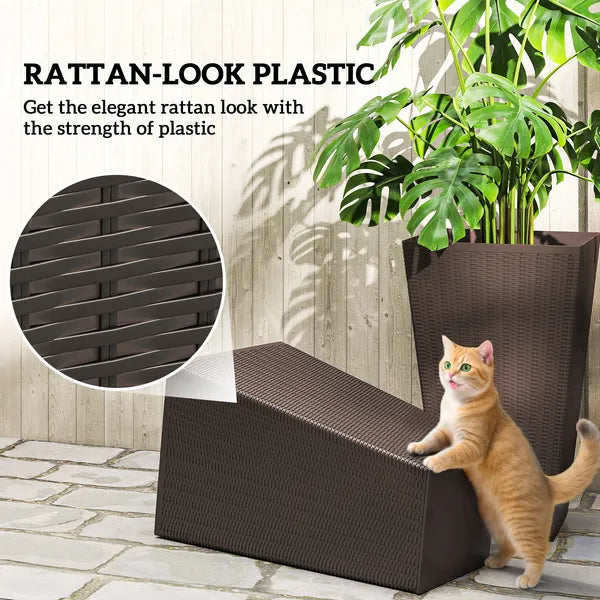 Outsunny 24 Inch Tall Plastic Planters Set of 3 with Drainage Holes Brown - product image 6