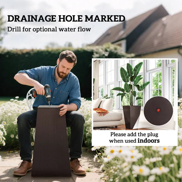 Outsunny 24 Inch Tall Plastic Planters Set of 3 with Drainage Holes Brown - product image 5