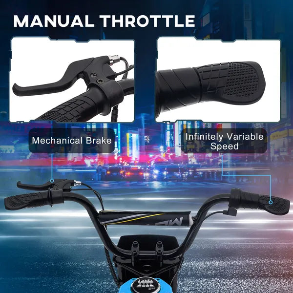 24V 350W Electric Dirt Bike Up to 14.9 MPH with Brake and Rear Suspension Blue Ages 13+ - product image 4
