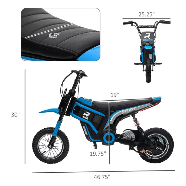 24V 350W Electric Dirt Bike Up to 14.9 MPH with Brake and Rear Suspension Blue Ages 13+ - product image 3