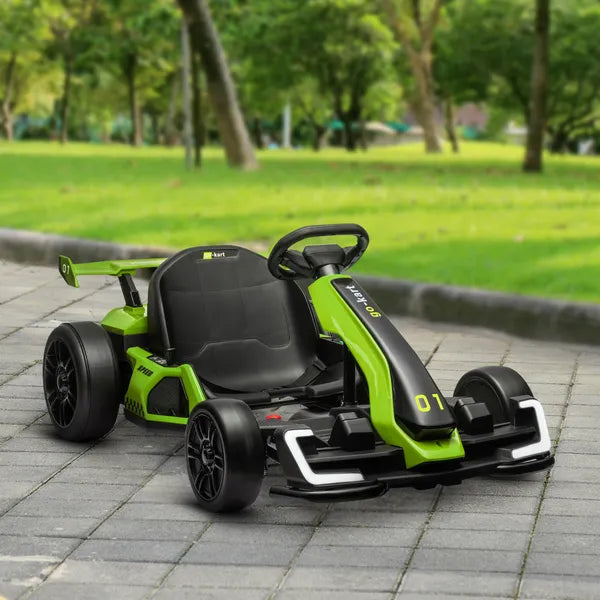 Aosom 24V 7.5 MPH Kids Go Kart Electric Drift Kart with Adjustable Seat, Children Playing Pedal Kart Toy, Slow Start, Green - product image 10