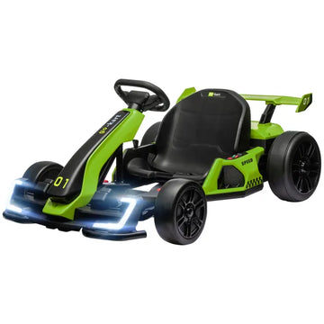 Aosom 24V 7.5 MPH Kids Go Kart Electric Drift Kart with Adjustable Seat, Children Playing Pedal Kart Toy, Slow Start, Green - product image 1
