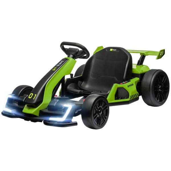 Aosom 24V 7.5 MPH Kids Go Kart Electric Drift Kart with Adjustable Seat, Children Playing Pedal Kart Toy, Slow Start, Green - product image 1