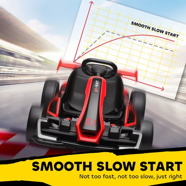 Aosom 24V 7.5 MPH Kids Go Kart Electric Grift Kart with Adjustable Seat, Children Playing Pedal Kart Toy, Slow Start, Red - product image 7