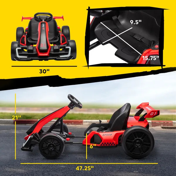 Aosom 24V 7.5 MPH Kids Go Kart Electric Grift Kart with Adjustable Seat, Children Playing Pedal Kart Toy, Slow Start, Red - product image 3