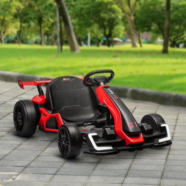 Aosom 24V 7.5 MPH Kids Go Kart Electric Grift Kart with Adjustable Seat, Children Playing Pedal Kart Toy, Slow Start, Red - product image 10