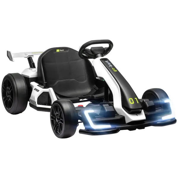 Aosom 24V 7.5 MPH Kids Go Kart Electric Drift Kart with Adjustable Seat, Children Playing Pedal Kart Toy, Slow Start, White - product image 11