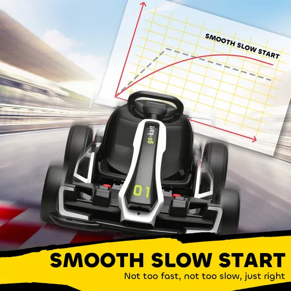 Aosom 24V 7.5 MPH Kids Go Kart Electric Drift Kart with Adjustable Seat, Children Playing Pedal Kart Toy, Slow Start, White - product image 7