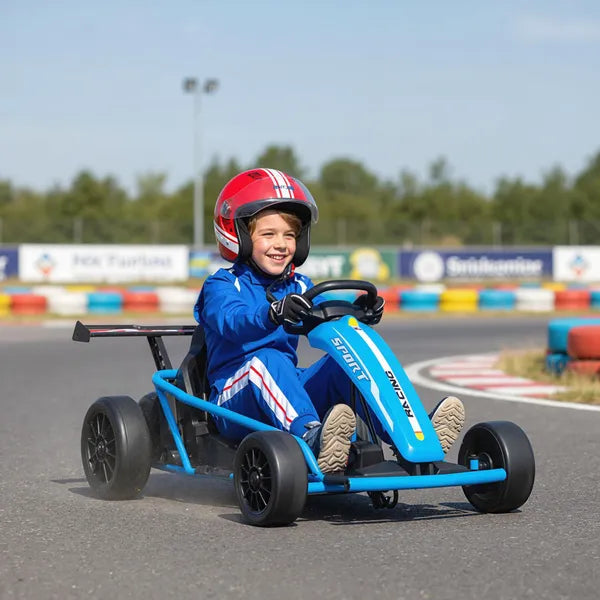 Qaba 24V 7AH Kids Electric Go Kart, 8.1 MPH Battery Powered Drift Kart with Dual Motors, Soft Start for 8-12 Years, Blue - product image 2