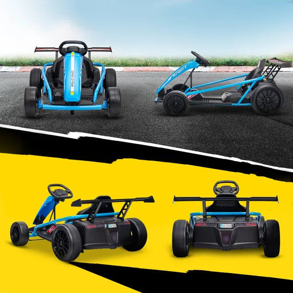 Qaba 24V 7AH Kids Electric Go Kart, 8.1 MPH Battery Powered Drift Kart with Dual Motors, Soft Start for 8-12 Years, Blue - product image 9