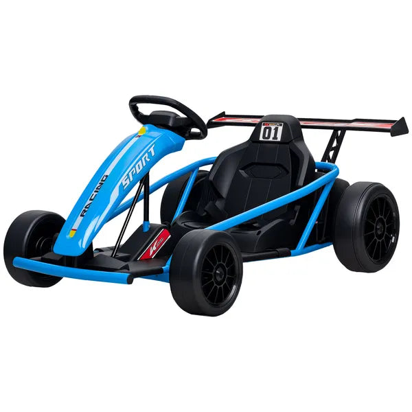 Qaba 24V 7AH Kids Electric Go Kart, 8.1 MPH Battery Powered Drift Kart with Dual Motors, Soft Start for 8-12 Years, Blue - product image 1