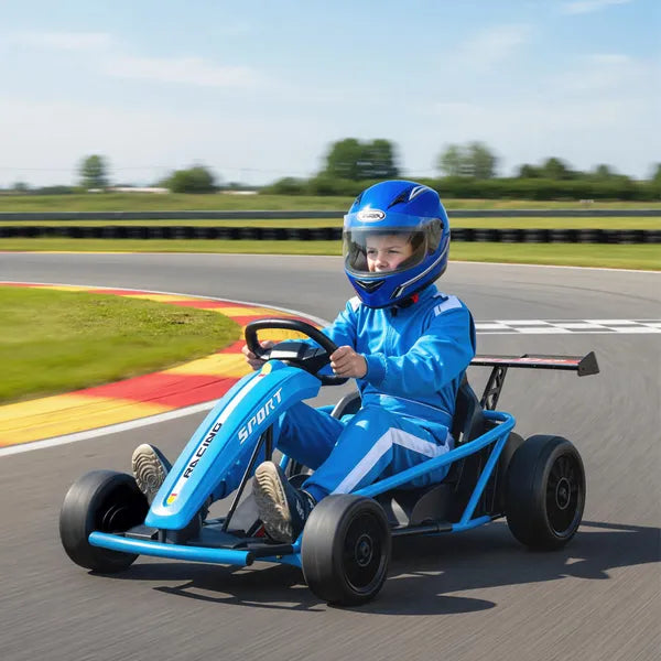 Qaba 24V 7AH Kids Electric Go Kart, 8.1 MPH Battery Powered Drift Kart with Dual Motors, Soft Start for 8-12 Years, Blue - product image 10