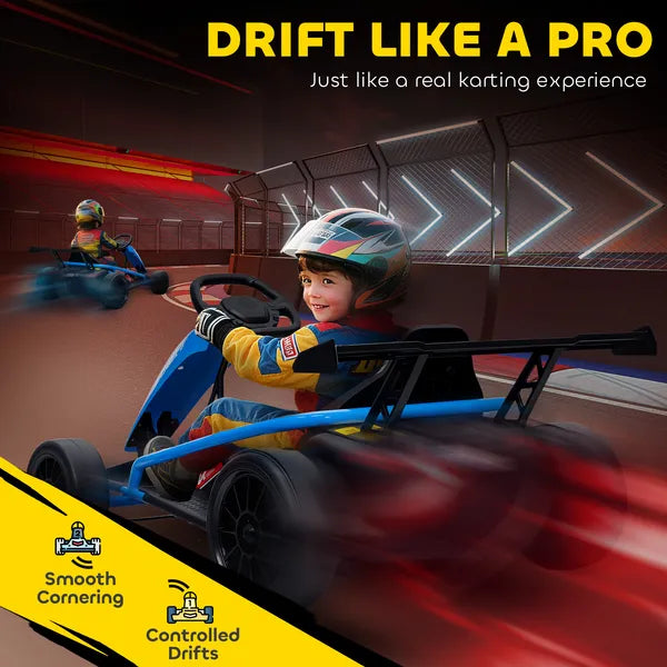 Qaba 24V 7AH Kids Electric Go Kart, 8.1 MPH Battery Powered Drift Kart with Dual Motors, Soft Start for 8-12 Years, Blue - product image 4