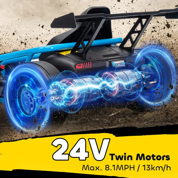 Qaba 24V 7AH Kids Electric Go Kart, 8.1 MPH Battery Powered Drift Kart with Dual Motors, Soft Start for 8-12 Years, Blue - product image 5