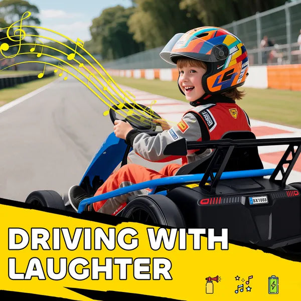 Qaba 24V 7AH Kids Electric Go Kart, 8.1 MPH Battery Powered Drift Kart with Dual Motors, Soft Start for 8-12 Years, Blue - product image 7