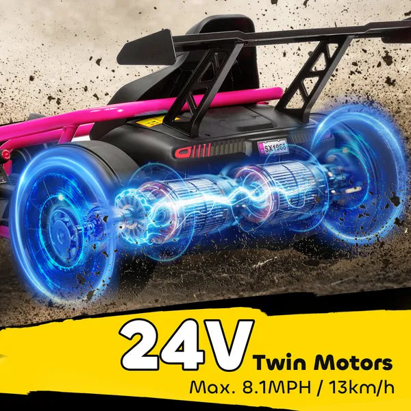Qaba 24V 7AH Kids Electric Go Kart, 8.1 MPH Battery Powered Drift Kart with Dual Motors, Soft Start for 8-12 Years, Pink - product image 5