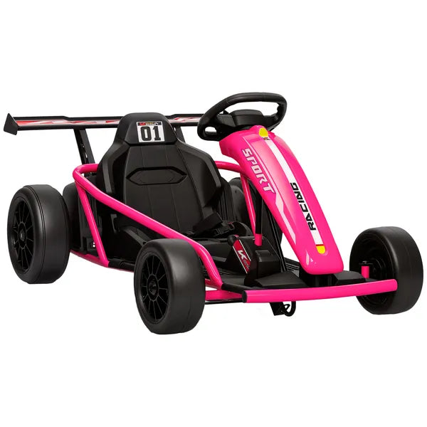 Qaba 24V 7AH Kids Electric Go Kart, 8.1 MPH Battery Powered Drift Kart with Dual Motors, Soft Start for 8-12 Years, Pink - product image 11