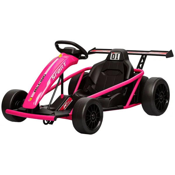 Qaba 24V 7AH Kids Electric Go Kart, 8.1 MPH Battery Powered Drift Kart with Dual Motors, Soft Start for 8-12 Years, Pink - product image 1