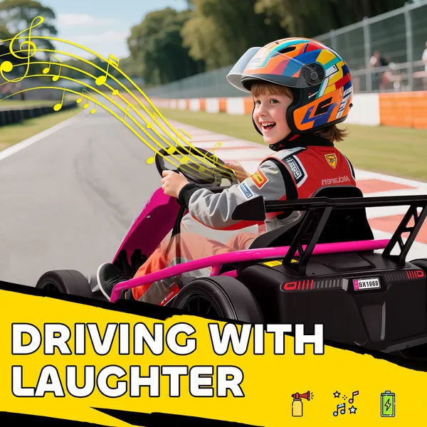 Qaba 24V 7AH Kids Electric Go Kart, 8.1 MPH Battery Powered Drift Kart with Dual Motors, Soft Start for 8-12 Years, Pink - product image 7