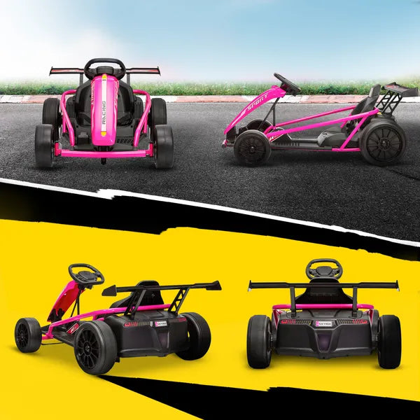 Qaba 24V 7AH Kids Electric Go Kart, 8.1 MPH Battery Powered Drift Kart with Dual Motors, Soft Start for 8-12 Years, Pink - product image 9