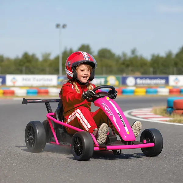 Qaba 24V 7AH Kids Electric Go Kart, 8.1 MPH Battery Powered Drift Kart with Dual Motors, Soft Start for 8-12 Years, Pink - product image 2
