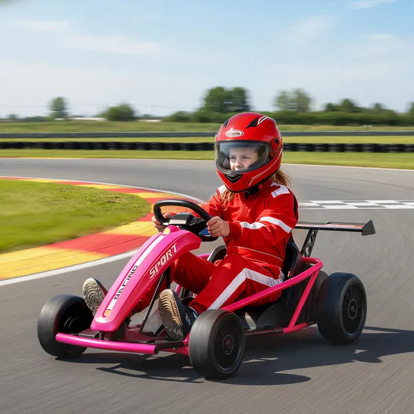 Qaba 24V 7AH Kids Electric Go Kart, 8.1 MPH Battery Powered Drift Kart with Dual Motors, Soft Start for 8-12 Years, Pink - product image 10