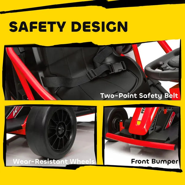 Qaba 24V 7AH Kids Electric Go Kart, 8.1 MPH Battery Powered Drift Kart with Dual Motors, Soft Start for 8-12 Years, Red - product image 8
