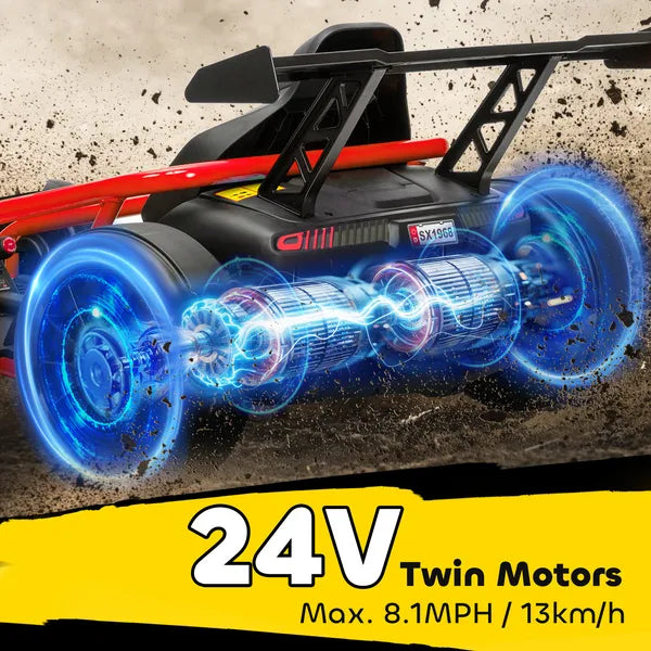 Qaba 24V 7AH Kids Electric Go Kart, 8.1 MPH Battery Powered Drift Kart with Dual Motors, Soft Start for 8-12 Years, Red - product image 5