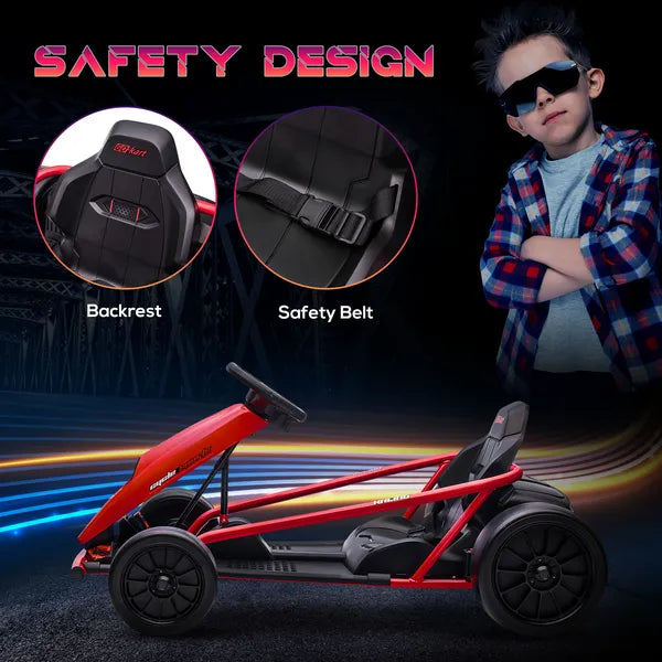 HOMCOM 24V Electric Go Kart for Kids, Drift Electric Go Kart Racing with 2 Speeds, for Boys Girls Aged 8-12 Years Old, Red - product image 6