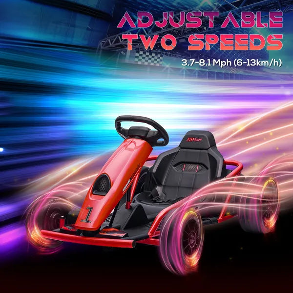 HOMCOM 24V Electric Go Kart for Kids, Drift Electric Go Kart Racing with 2 Speeds, for Boys Girls Aged 8-12 Years Old, Red - product image 5