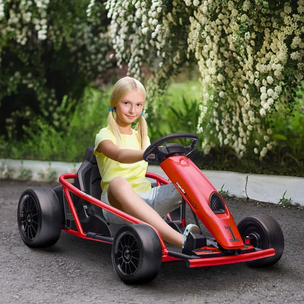 HOMCOM 24V Electric Go Kart for Kids, Drift Electric Go Kart Racing with 2 Speeds, for Boys Girls Aged 8-12 Years Old, Red - product image 2