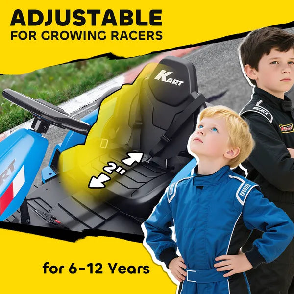 Qaba 24V Electric Go Kart with Dual 150W Motors, Adjustable Seat and 11.2MPH High Speed, Slow Start, 5-Point Harness, Blue - product image 7