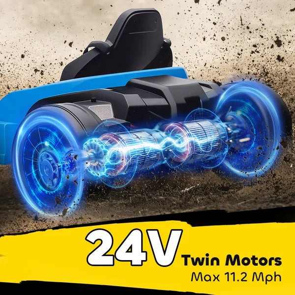 Qaba 24V Electric Go Kart with Dual 150W Motors, Adjustable Seat and 11.2MPH High Speed, Slow Start, 5-Point Harness, Blue - product image 4