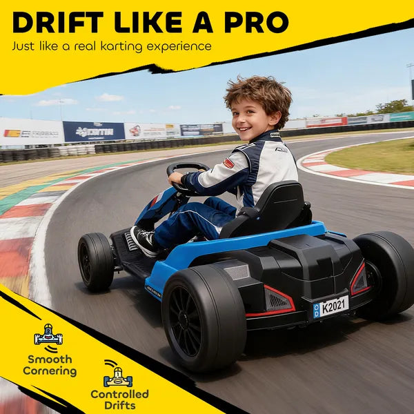 Qaba 24V Electric Go Kart with Dual 150W Motors, Adjustable Seat and 11.2MPH High Speed, Slow Start, 5-Point Harness, Blue - product image 6