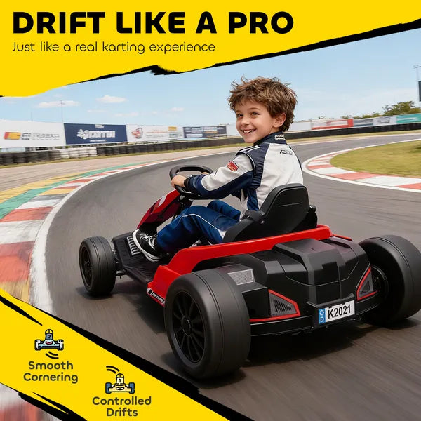 Qaba 24V Electric Go Kart with Dual 150W Motors, Adjustable Seat and 11.2MPH High Speed, Slow Start, 5-Point Harness, Red - product image 6