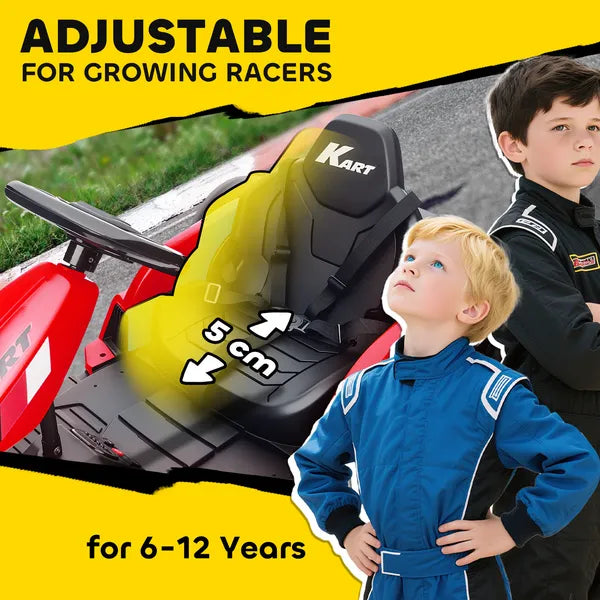 Qaba 24V Electric Go Kart with Dual 150W Motors, Adjustable Seat and 11.2MPH High Speed, Slow Start, 5-Point Harness, Red - product image 7