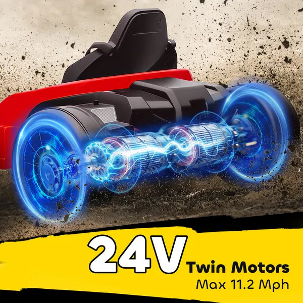 Qaba 24V Electric Go Kart with Dual 150W Motors, Adjustable Seat and 11.2MPH High Speed, Slow Start, 5-Point Harness, Red - product image 4