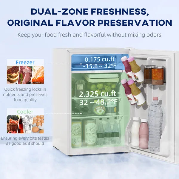 2.5 Cu.Ft Mini Fridge, Single Door Compact Refrigerator with Freezer, Adjustable Thermostat, Reversible Door, White - product image 2